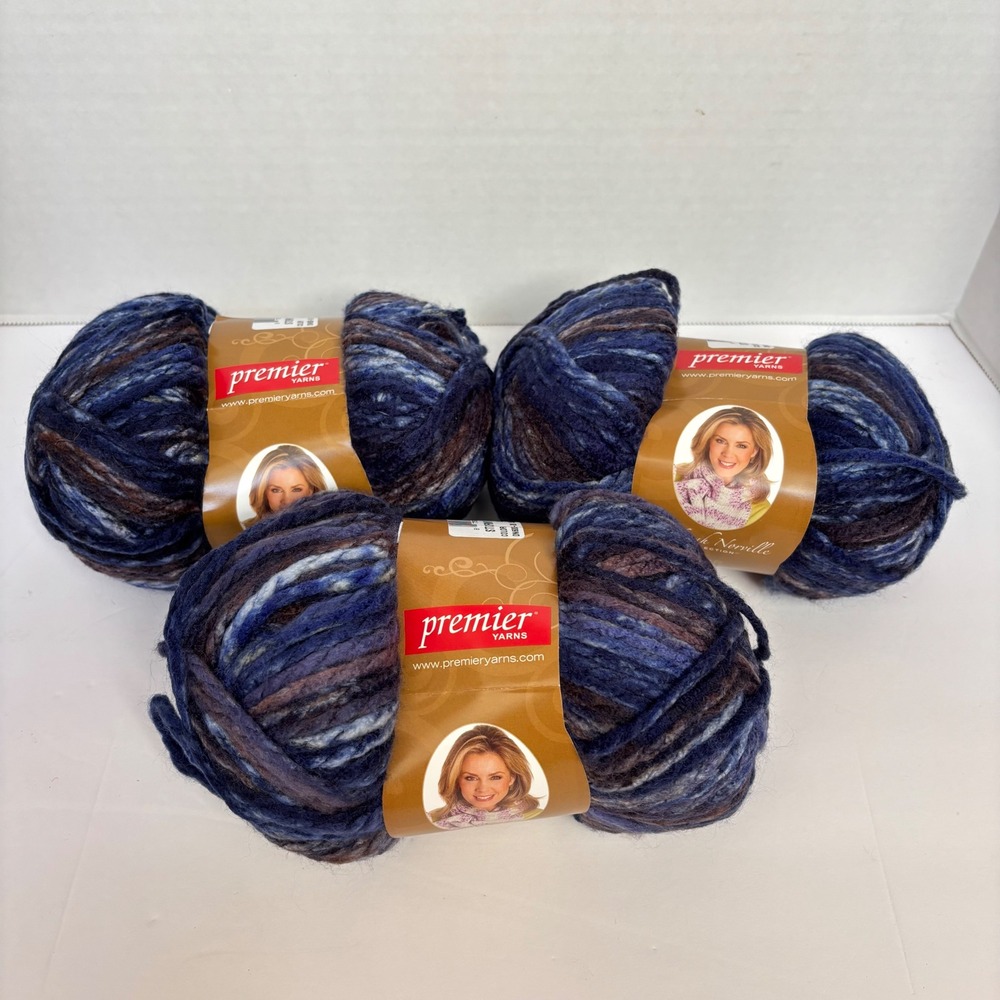 Premier Yarns Serenity Chunky Yarn 3 Skeins Blue Stormy Denim New Bulky Acrylic